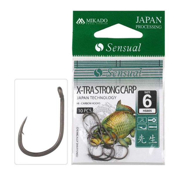 Mikado Xtra Strong Carp 12 geöster, mit Widerhaken Karpfenhaken 10 Stk.