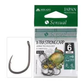   Mikado Xtra Strong Carp 6 Karpfenhaken mit Öhr und Widerhaken 10db