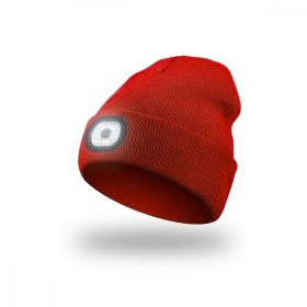 EnergoTeam Strickmütze mit wiederaufladbarer LED-Lampe Rot