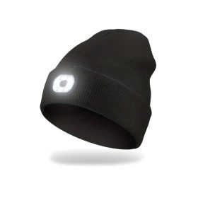   EnergoTeam Strickmütze mit wiederaufladbarer LED-Lampe Schwarz