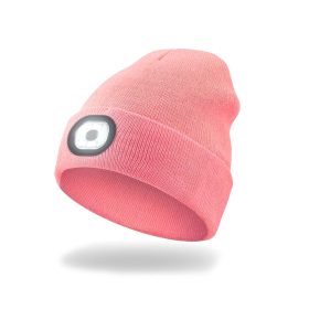 EnergoTeam Strickmütze mit wiederaufladbarer LED-Lampe Rosa