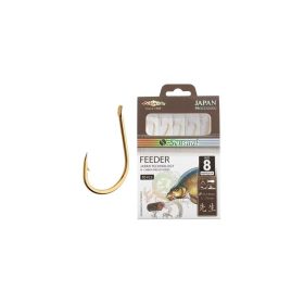   Mikado Sensual Feeder 6 goldener Plättchenhaken, mit Widerhaken, vorgebunden 10 Stk.