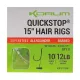 Korum 38cm Big Fish Hair Rigs W Quickstops Größe 14 Ösenhaken mit Widerhaken Monofil vorgebundener Haken