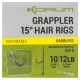Korum Grappler Hair Rigs 38cm 10 Barbless Ösen Monofil Vorfachhaken