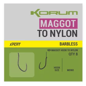   Korum Xpert Maggot Hooks To Nylon Monofile vorgebundene Haken ohne Widerhaken 16