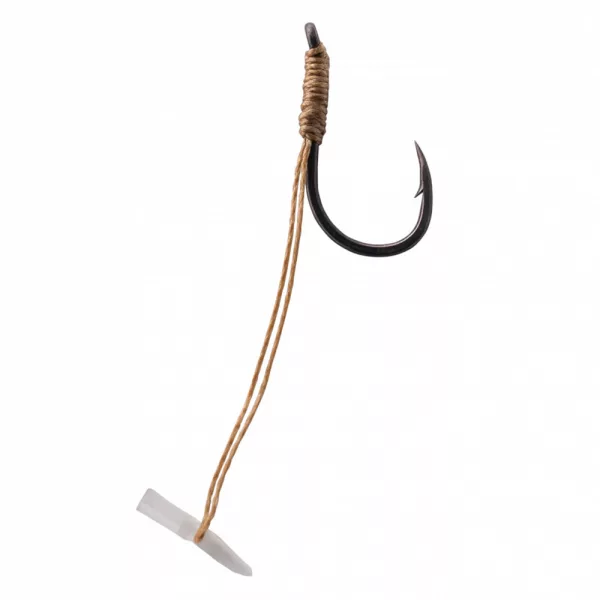 Korum Quickstop Hook Hairs 8 mit Öhr, Monofil-Vorfachhaken mit Widerhaken 4 Stück
