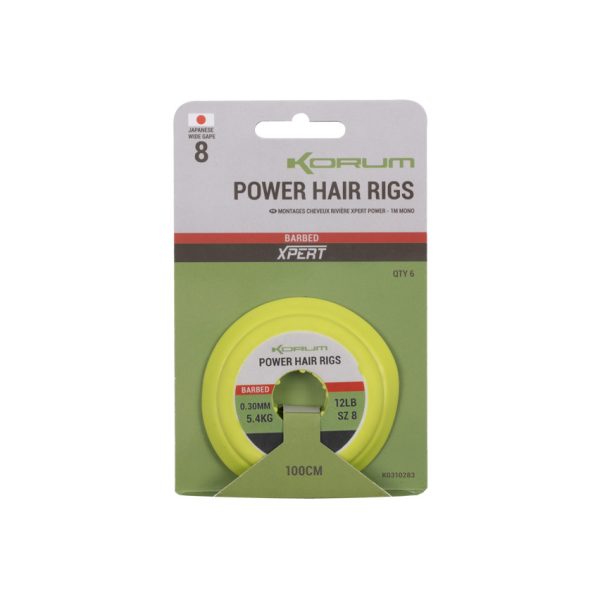 Korum Power Hair Rigs 10 BD Öhr, Widerhaken Vorgebundener Haken 6 Stk.