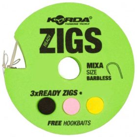   Korda Ready Zigs 8 (240cm) Barbless Größe 10 - vorgebundenes Boilie ZIG Haken-Vorfach