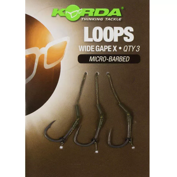 Korda Loop Rigs Größe 4 DF Wide Gape X 18lb - vorgebundenes Karpfenhaken-Vorfach