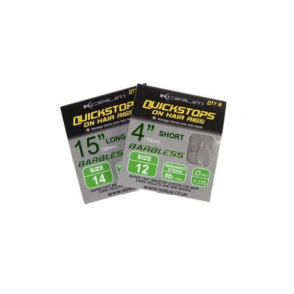 Korum Hair Rigs With Quickstops 15 Größe 12 Monofil vorgebundene Haken