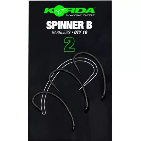   Korda Spinner B Hook 2 Öhrhaken, Widerhakenloser Boilie-Haken 10 Stk.