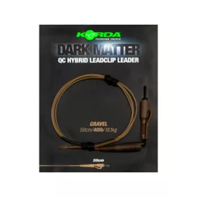   Korda Dark Matter Leader QC Hybrid Clip Gravel Transparent 50cm 40lb Vorgebundenes Bojlis Rig