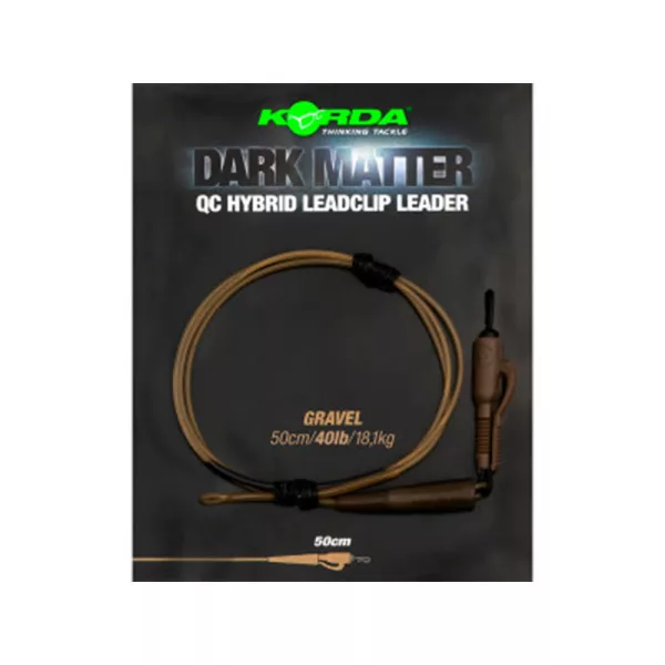 Korda Dark Matter Leader QC Hybrid Clip Gravel Transparent 50cm 40lb Vorgebundenes Bojlis Rig