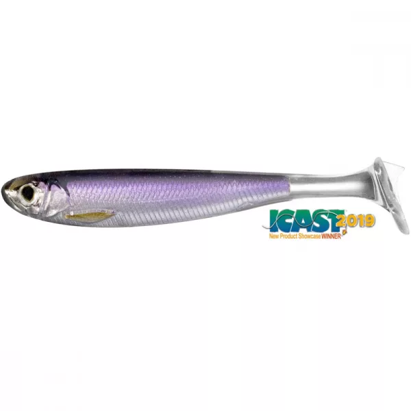 Livetarget Slow-Roll Shiner Paddle Tail Swimbait Silber/Lila 10cm Gummifisch 4 Stk.