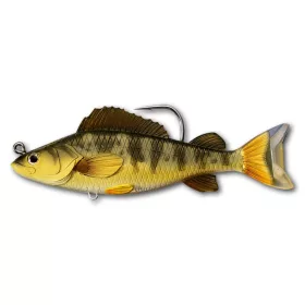   Livetarget Gelbflossenbarsch-Swimbait Gold-Olive 11,3cm 21gr Kunststoffköder