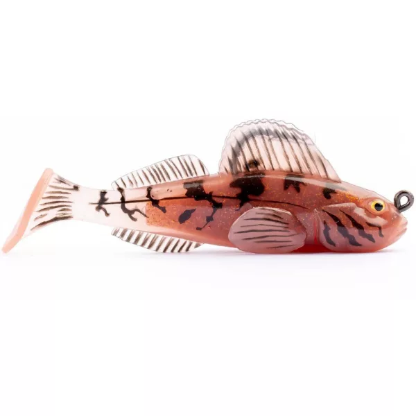 Livetarget Goby Paddletail Rigged Brown-Yellow 7,1cm 10gr Sinkender Gummifisch