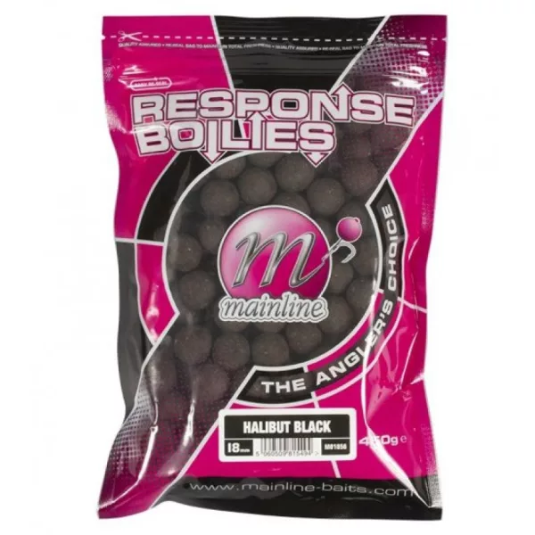 Mainline Shelf Life Boilies Response Halibut Black 15mm - Angelboilie