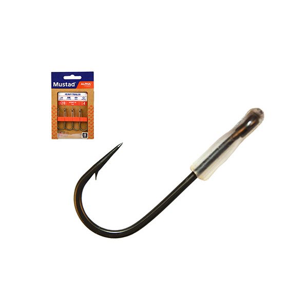 Mustad Heavy Trailer Titanx 1 Geöhrter Haken mit Widerhaken 4 Stk.