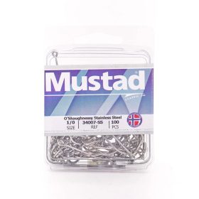   Mustad O'Shaughnessy Edelstahl 7/0 Haken mit Öhr, Widerhaken 3 Stück