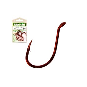   Mustad Beak Big Red 2 mit Öhr, mit Widerhaken Haken 12 Stück