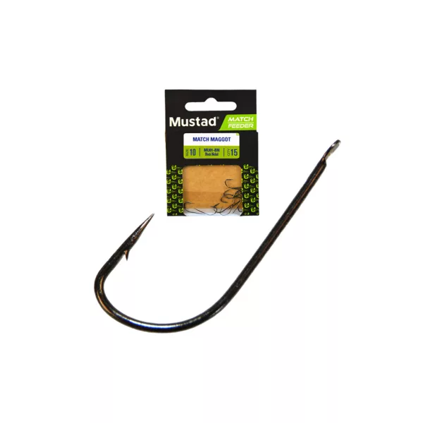 Mustad Ultra NP Match Maggot 12 Haken mit Plättchen und Widerhaken 15 Stück