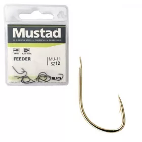   Mustad Ultra NP Feeder Größe 12, mit Plättchen, Widerhaken-Karpfenhaken 10 Stk.