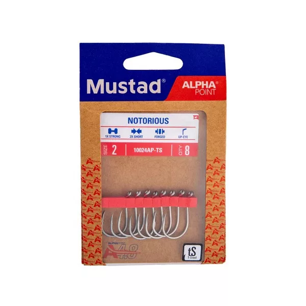 Mustad Notorious 6/0 Öhrhaken, Widerhakenhaken 5 Stk.