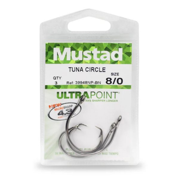 Mustad Demon Wide Gap Circle Haken 8/0 mit Öhr und Widerhaken 3 Stk.