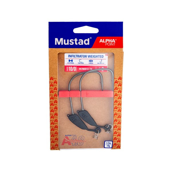 Mustad Infiltrator Weighted 4/0 3gr Beschwerter Offset-Haken 3 Stk.