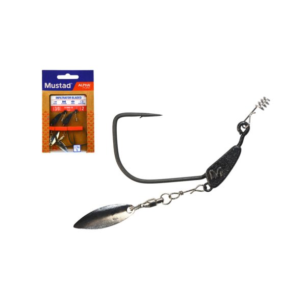 Mustad Infiltrator Blade Weighted 10gr 10/0 Beschwerter Offset-Haken 2 Stück