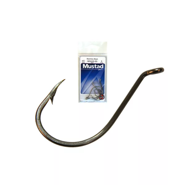 Mustad Beak Stainless Steel 5/0 mit Öhr, Widerhaken Zanderangelhaken 5 Stück