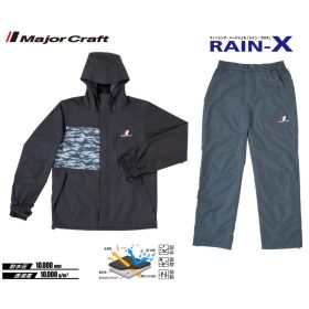 Major Craft Rain-X Schwarzer Zweiteiliger Regenanzug L