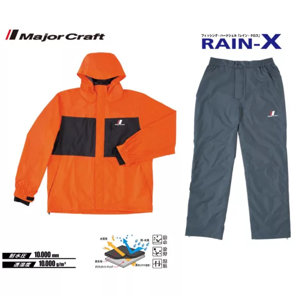 Major Craft Rain-X orange zweiteilige Regenausrüstung XL