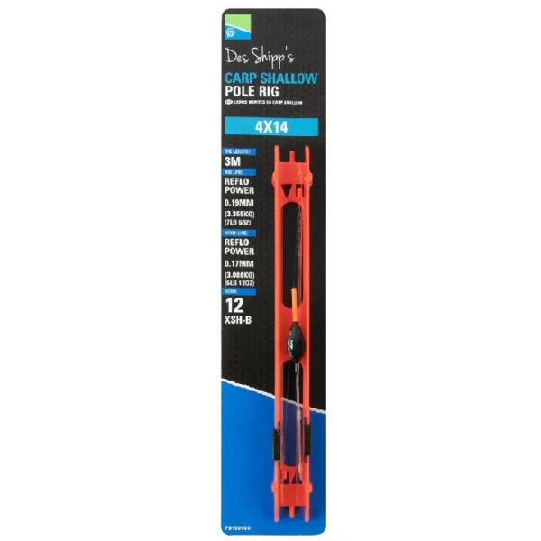 Preston 4x14 Carp Shallow Pole Rig Fertiges Kopfruten-Rig