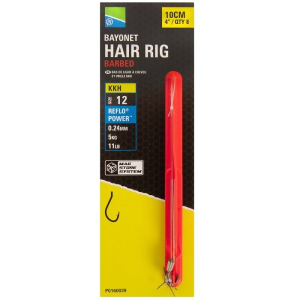 Preston 10 cm Bayonet Hair Rigs Vorgebundener Haken 12 KKH