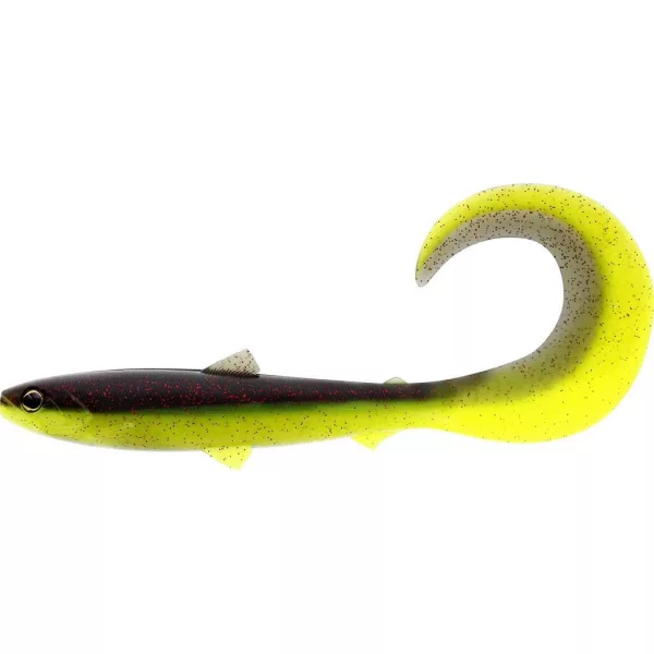 WESTIN BullTeez Curltail 10cm 6g Black/Chartreuse Schachtel m. 60 Stück Gummiköder