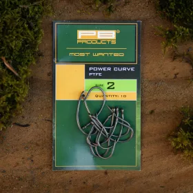   PB Products Power Curve Hook PTFE 2 Füles, Szakállas Horog 10db