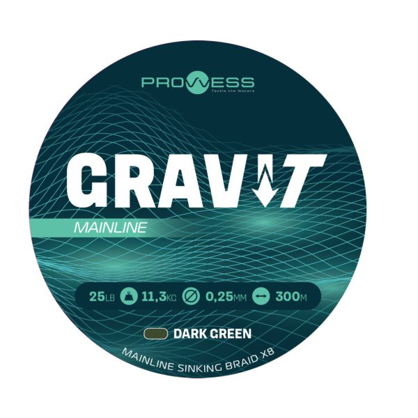 Prowess Gravi-T Mainline Braid X8 Dunkelgrün Sinkend 0,25mm 300m Geflochtene Hauptschnur
