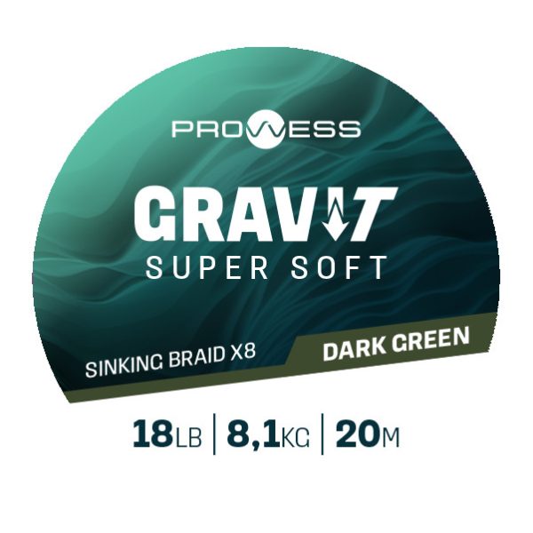 Prowess Gravi-T Super Soft X8 Dunkelgrüne Sinkende geflochtene Vorfachschnur 25lb 20m