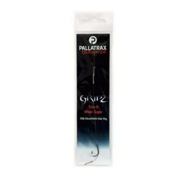 Pallatrax Gripz Wide Gape Hair Rigs 6 25lb Steamlink Monofil Vorgebundener Haken