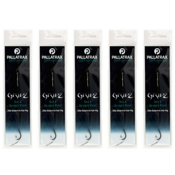 Pallatrax Gripz Straight Point Hair Rigs 8 15lb Steamlink Monofil Vorgebundener Haken