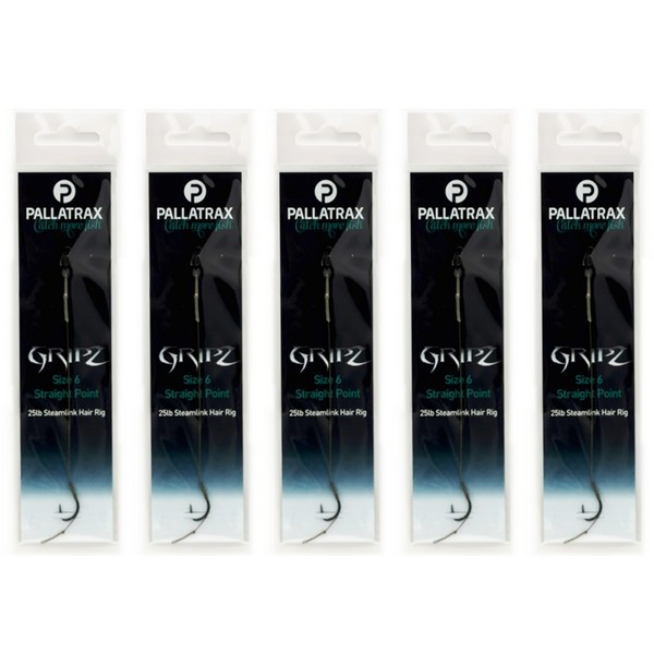 Pallatrax Gripz Straight Point Hair Rigs 6 15lb Fluoro Vorgebundener Haken