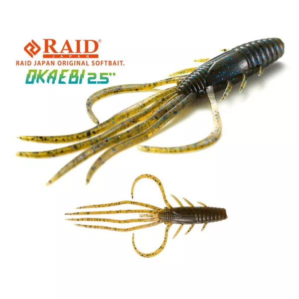 Raid Oka Ebi 6,3cm 001 Green Pumpkin Seed Plastikköder 8 St.