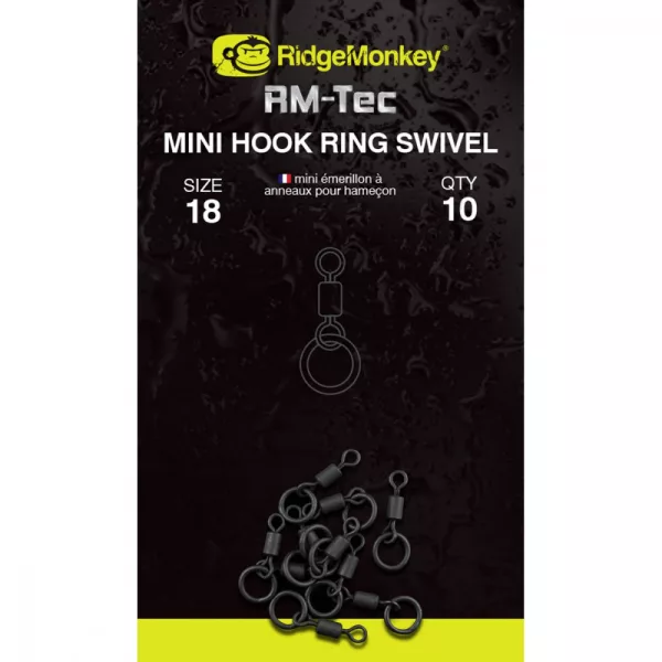 Ridgemonkey Rm-Tec Mini Hook Ring Swivel Mikro Ringwirbel 10 Stk.