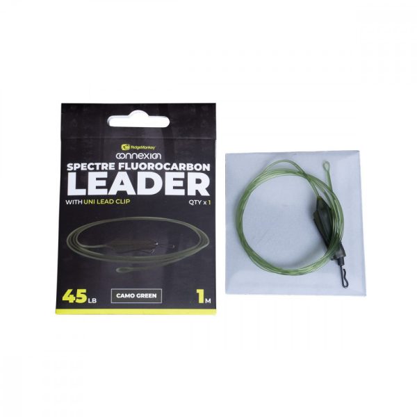 Ridgemonkey Spectre Fluorocarbon Uni Lead Clip Leader - Camo Grün Boilie Rig