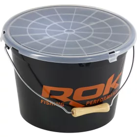   ROK 13-Liter Schwarzer Futtereimer und 4-Liter-Mischteller Set mit Deckel