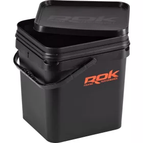   ROK 17 Liter Eckiger Ködereimer Set mit Einsatz und Deckel Schwarz