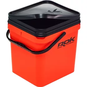   ROK 17 Liter Eckiges Ködereimer-Set mit Einsatz und Deckel Orange