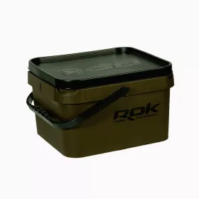   ROK 10 Liter Eckiger Ködereimer Set mit Einsatz und Deckel Grün