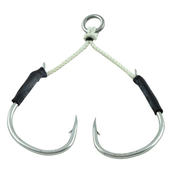 Sakura Hooks Twin Assist Hook SW 601 TI 1/0 Öhr, Widerhaken Spinn-Offset-Haken 2 Stk.